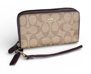 Coach Long Zip Around Wallet Purple Signature Canvas thumbnail 1