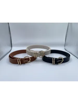 3 Pack Women's Leather Belts For Jeans Dresses Ladies Belt For Pants With Gold thumbnail 12
