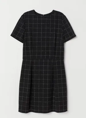 H&M Black Grid Textured Dress thumbnail 2