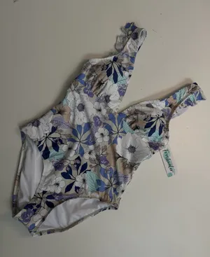 Freshwater Swimsuit One Piece Floral Ruffle Plunge Lined Removable Padding thumbnail 1