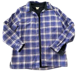 L.L. Bean Purple Plaid Fleece Lined Flannel Shirt Jacket Outdoor Cabincore‎ Cozy thumbnail 1