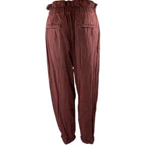 Free People Margate Maroon Brown High Waisted Tapered Paperbag Trousers Pants M thumbnail 3