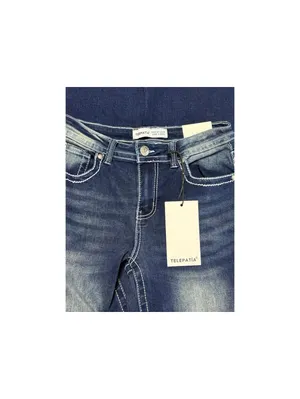 Telepatía Women’s Wide Leg Jeans Size 7/28 Mid Rise Rhinestone Pockets Y2k Style thumbnail 3