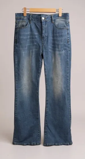 Womens Light Wash Flared Jeans Bell Bottom‎ Denim Casual Pants Size XL thumbnail 1