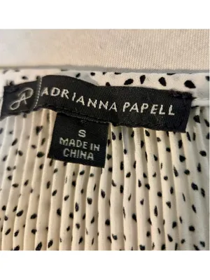 Adrianna Papell Women’s Small White Polka Dot Pleated Peplum Blouse Flutter Slee thumbnail 4