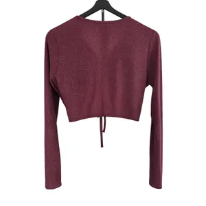 Savage‎ X Fenty Large Burgundy Metallic Ruched Cutout Crop Top thumbnail 3