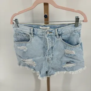 PacSun distressed button fly vintage high rise denim shorts size 30 100% cotton thumbnail 9