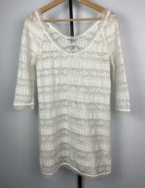 Joie Ivory Floral‎ Lace Mini Cover Up Dress thumbnail 1