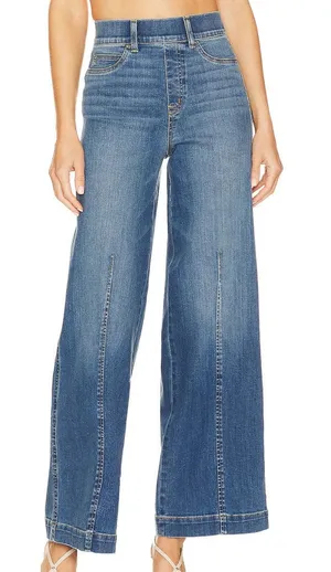 Spanx Seamed Front Wide Leg Jean in Vintage Indigo Size Large thumbnail 1