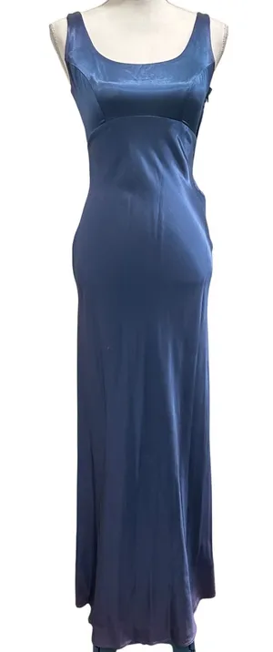 VTG 90s Zum Zum Blue Ombre Satin Slip Dress Rhinestone Strappy Open Back Prom XS thumbnail 1