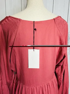 Andree By Unit Peplum Tunic Blouse Top Dark Dusty Pink Sz Large V-Neck NWT thumbnail 6