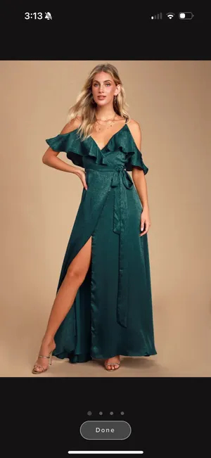Lulus Satin Emerald Green Dress Maxi thumbnail 3