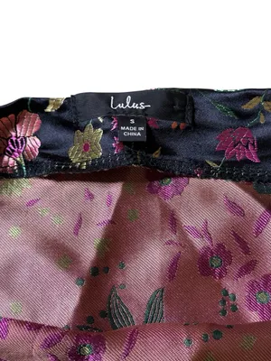Lulus Small Black Floral Jacquard Strapless Midi Dress Cocktail Wedding Guest thumbnail 2