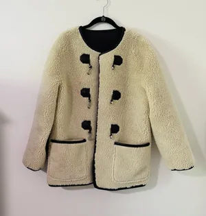 Dunst Collarless Buckled Shearling Jacket Size M thumbnail 1