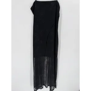 Next Up Maxi Dress Womens XL Black Mesh Glitter Floral Slit‎ Y2K Whimsigoth Goth thumbnail 2