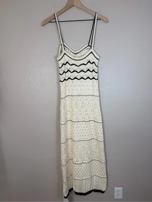 Commense Paros Crochet Eyelet See Through Midi Dress size XS NEW $50 thumbnail 10