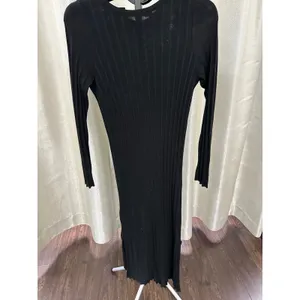 ASOS Design Black Ribbed‎ Knit Maxi Dress | Long Sleeve | US 4 thumbnail 2