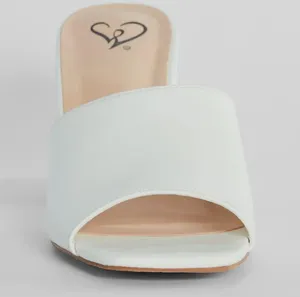White Square Toe Block Heel Mules thumbnail 3