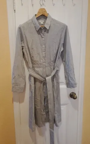 J crew Tie-waist Shirtdress In Stripe - Size 12 thumbnail 1