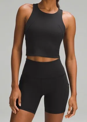 Lululemon Wunder Train Racerback Tank Top Black High Neck Cropped thumbnail 1