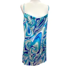 Cupshe Crystal Beach Row Dress Marble Criss Cross Blue Green Slip Dress XL thumbnail 5