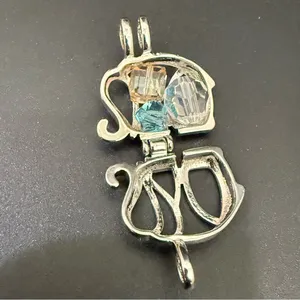 925 Sterling Silver Cage Elephant Pendant with Beads 6g. thumbnail 8