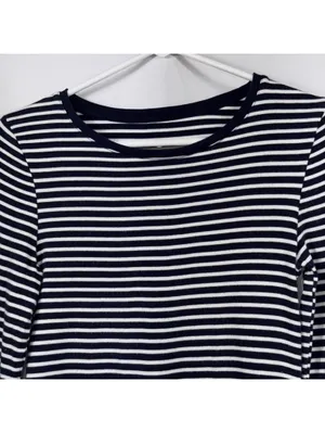A New Day XS Navy White Striped Long Sleeve Top thumbnail 2