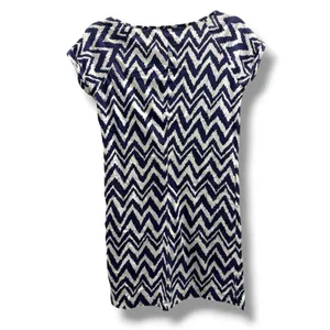 Lilly Pulitzer Palmer Dress Bright Navy Chevron Ikat Pima Cotton‎ Womens XS thumbnail 3