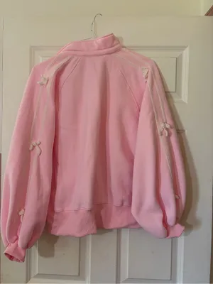 As Revival Cozy Light Pink Hooded Pullover Sweatshirt with Snap-Trim V-Neck thumbnail 4