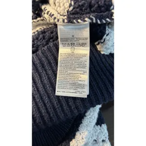 GAP Crochet Sweater Y2K Women Size M White/Navy Split-Hem Oversized Boho thumbnail 8