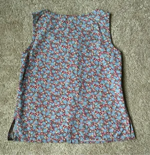 Handmade Vintage Floral Sleeveless Button Up Vest Style Top - Blue and Pink thumbnail 4
