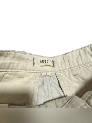 AE77 Premium Pleated Corduroy Pant American Eagle Cream High Waist Wide Leg NWT thumbnail 7
