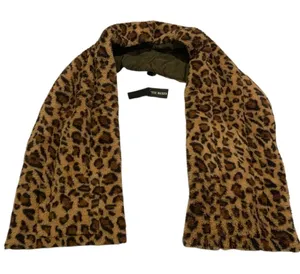 Steve Madden Reversible Puffer‎ Scarf Womens OS Olive Leopard Faux Fur Mob Wife thumbnail 1