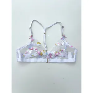 Honey Birdette Sheer Fleur Racerback Bralette Lace White Floral Embroidery M thumbnail 2
