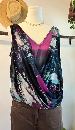 Deadstock Y2K BeBe Purple Mesh Flowy Layering Tank Top Size Medium NEW with Tags thumbnail 1