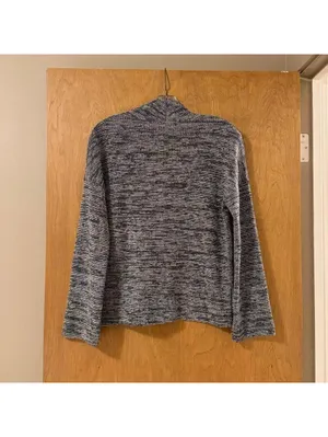 Madewell Marled Mockneck Sweater Women's Small Navy‎ Blue White Knit Pullover thumbnail 2