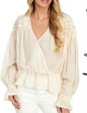 Free People‎ counting stars gold peasant blouse boho size large thumbnail 1