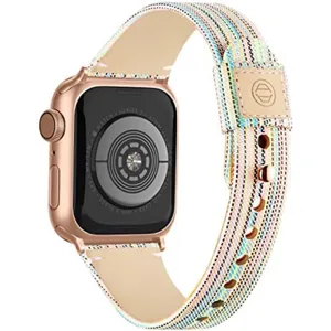 Slim Fabric Canvas Soft Leather Lining & Snap Button Apple Watch Band 42/44/45MM thumbnail 1