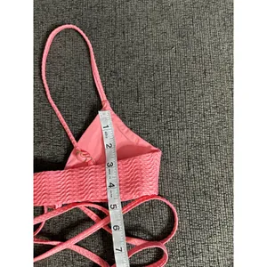 Monday Swimwear St.martin Bikini Top Bottom Set Textured in Azalea Pink size P/S thumbnail 13