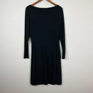 Lauren Ralph Lauren Dress 14 Black Sheath Ruched Broach Long‎ Sleeve Flattering thumbnail 5