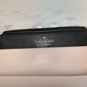 kate spade Black and Blush Zip-Around Wristlet Wallet thumbnail 2