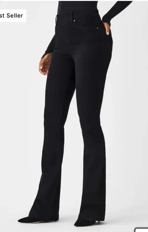 Spanx EveryWear Flare Jeans Womens High Rise Pull On Clean Black size S classy thumbnail 1