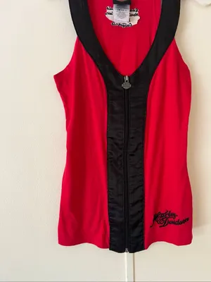 Harley Davidson Red And Black Zipper Front Tank Top Woman’s Small Y2K 12/2011 thumbnail 2