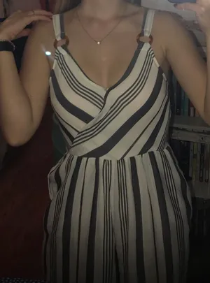 American Eagle Outfitters Blue Stripe Romper thumbnail 1