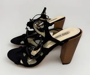 Cape Robbin Black Lace-Up Block Heels thumbnail 1