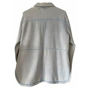 Pilcro‎ Anthropologie Fleece Shirt Jacket Washed Blue Women's Size Large thumbnail 2
