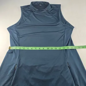 Tee Time Activewear Golf Tennis Dress‎ Teal Sleeveless Mock Neck Zipper Large thumbnail 9