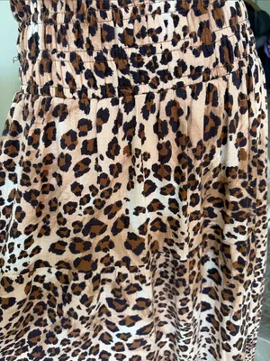 Paper heart pull on boho leopard print linen maxi skirt L thumbnail 5