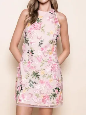 Fore Pink Peach Floral Mini Dress thumbnail 3