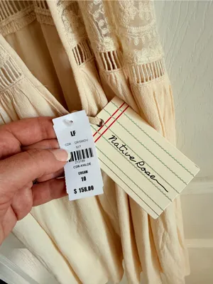 LF NWOT Native Rose Cream Lace-Trim Spaghetti Strap Dress thumbnail 5
